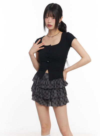 slim-fit-short-sleeve-cardigan-cy514 / Black