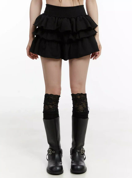 tiered-mini-skirt-ij516 / Black