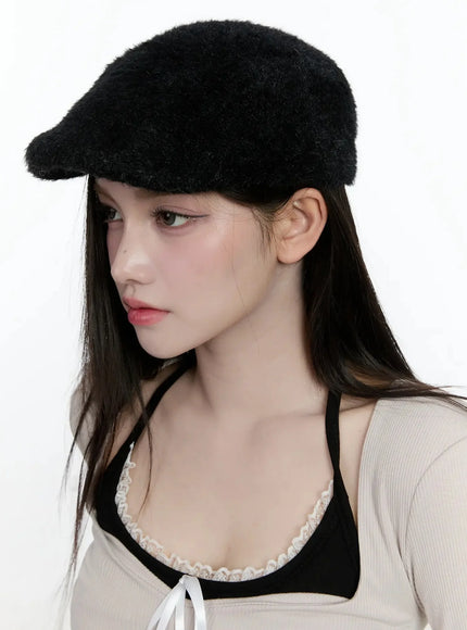cozy-woolen-flat-cap-io520 / Black