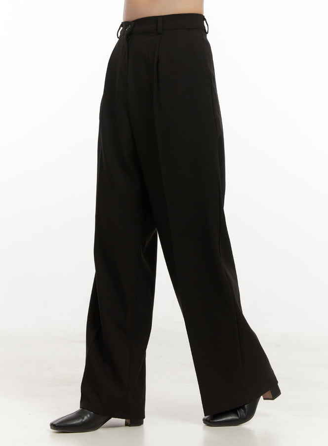 seraphina-wide-fit-pintuck-slacks-on429 / Black