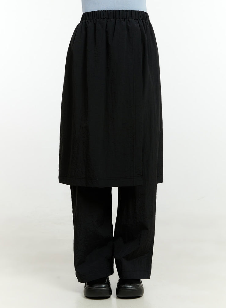 wrap-midi-skirt-with-pants-ol430 / Black