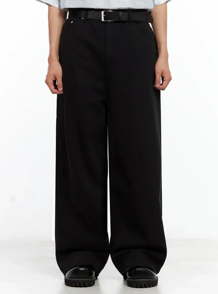 mens-relaxed-fit-cotton-pants-il516 / Black