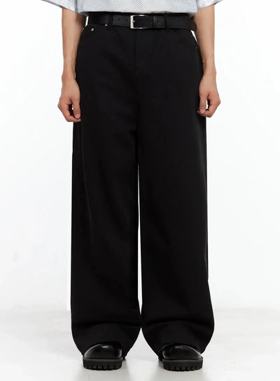 mens-relaxed-fit-cotton-pants-il516 / Black