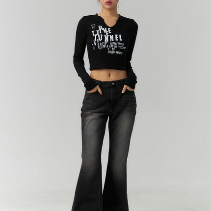 low-rise-bootcut-jeans-cd304 / Black