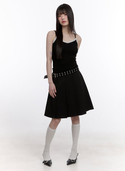 classic-pleated-midi-skirt-cf512 / Black