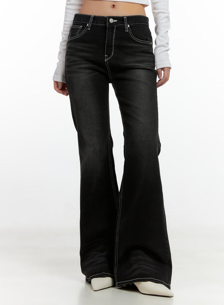 hera-stitched-flare-jeans-cn412 / Black