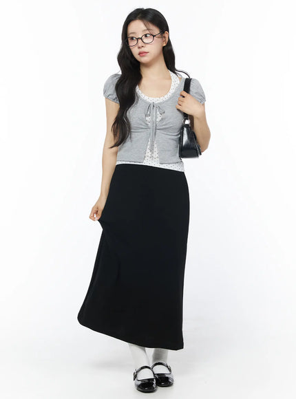 back-slit-straight-maxi-skirt-cd805 / Black