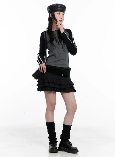 ruffle-mini-skirt-cs529 / Black