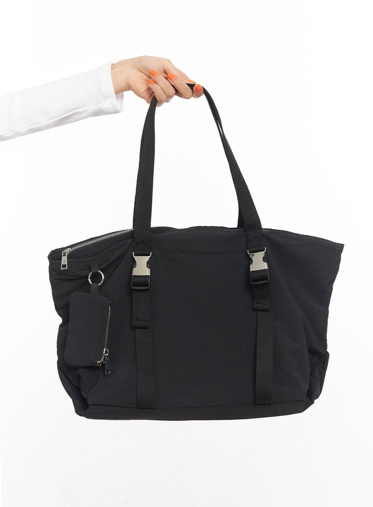 Buckled Nylon Shoulder Bag IA504