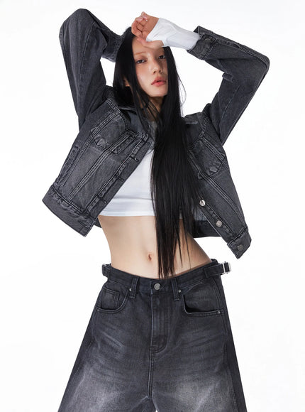 urban-washed-denim-jacket-co517 / Black