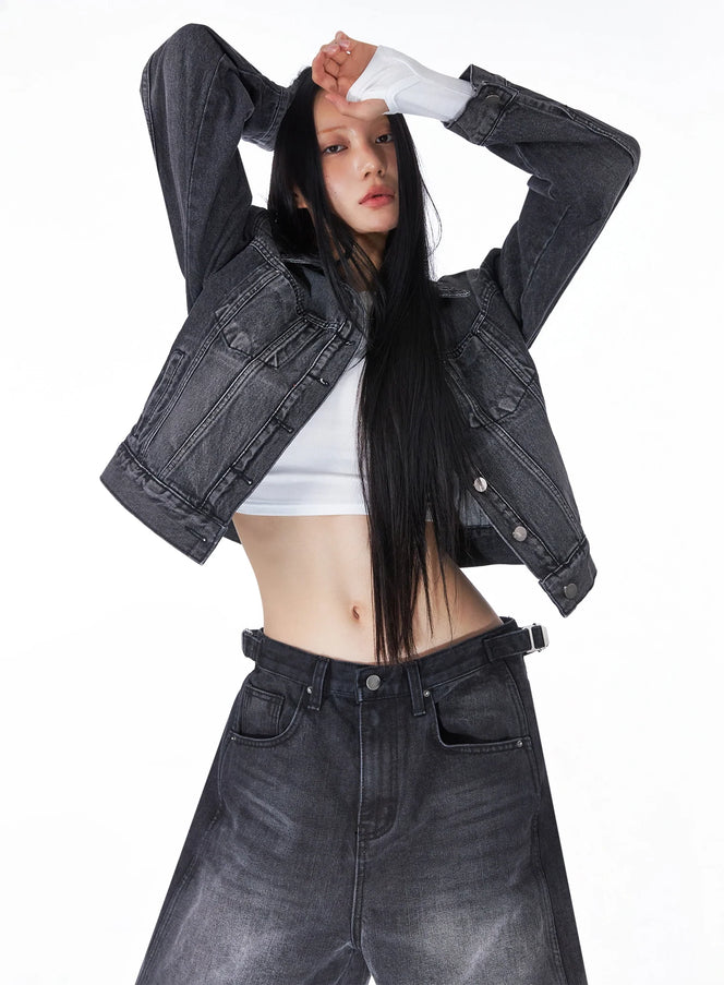 urban-washed-denim-jacket-co517 / Black