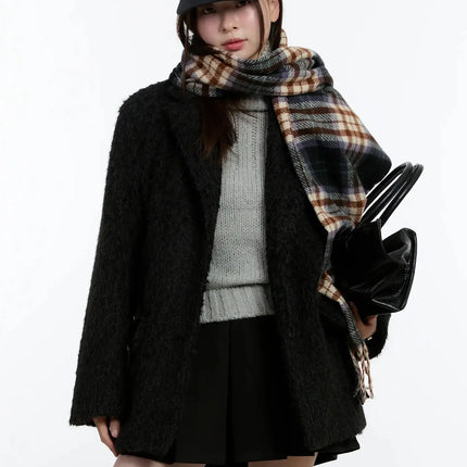 oversized-boucle-coat-id526 / Black