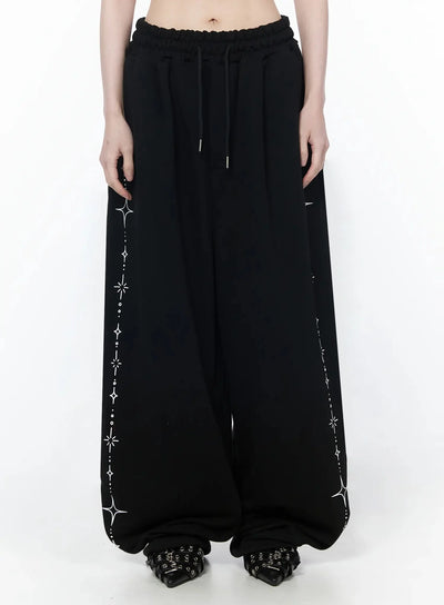 star-embroidered-sweatpants-iy515 / Black