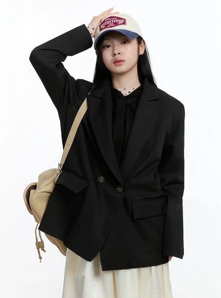 oversized-double-button-blazer-im519 / Black