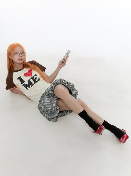 gingham-check-mini-skirt-cu502 / Black