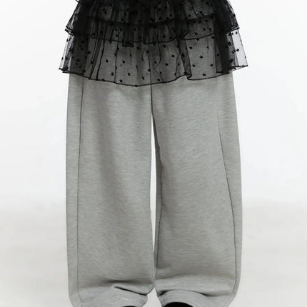 layered-star-mesh-skirt-id525 / Black