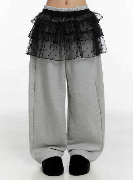 layered-star-mesh-skirt-id525 / Black