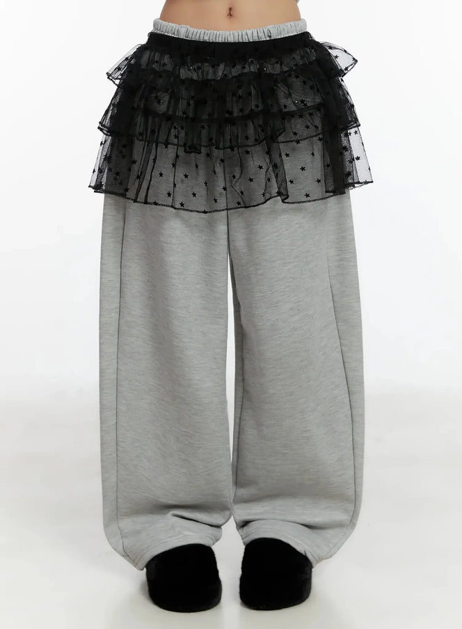 layered-star-mesh-skirt-id525 / Black