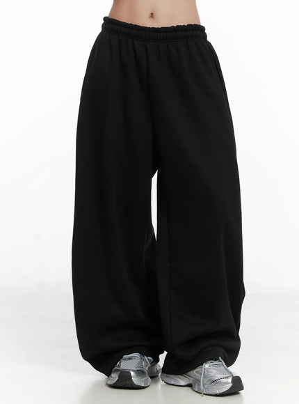 cozy-fleece-wide-leg-sweatpants-cd530 / Black