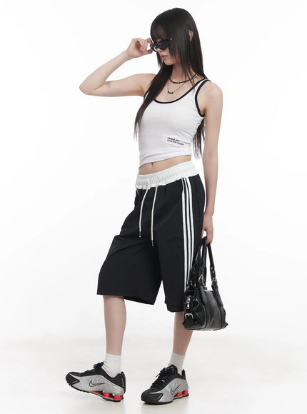 striped-bermuda-sweat-shorts-cu518 / Black