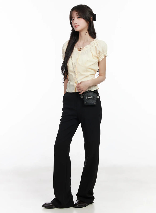 slim-fit-bootcut-trousers-cm531 / Black