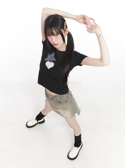 star-graphic-baby-tee-cu506 / Black