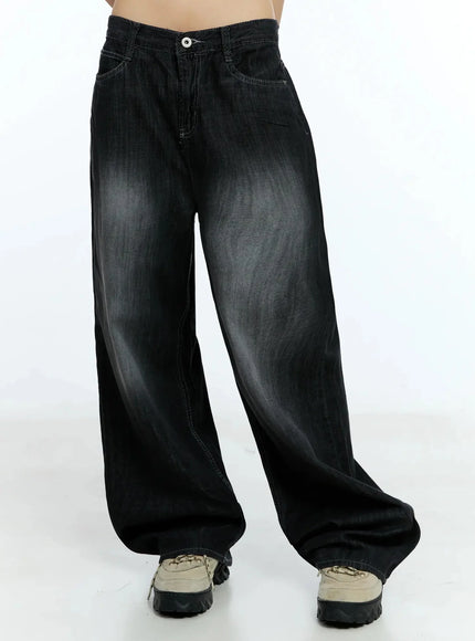 wendy-washed-wide-leg-jeans-iu524 / Black