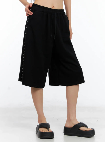 eyelet-athletic-bermuda-shorts-cl529 / Black