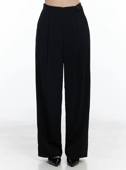 high-waist-buttoned-wide-leg-trousers-if520 / Black