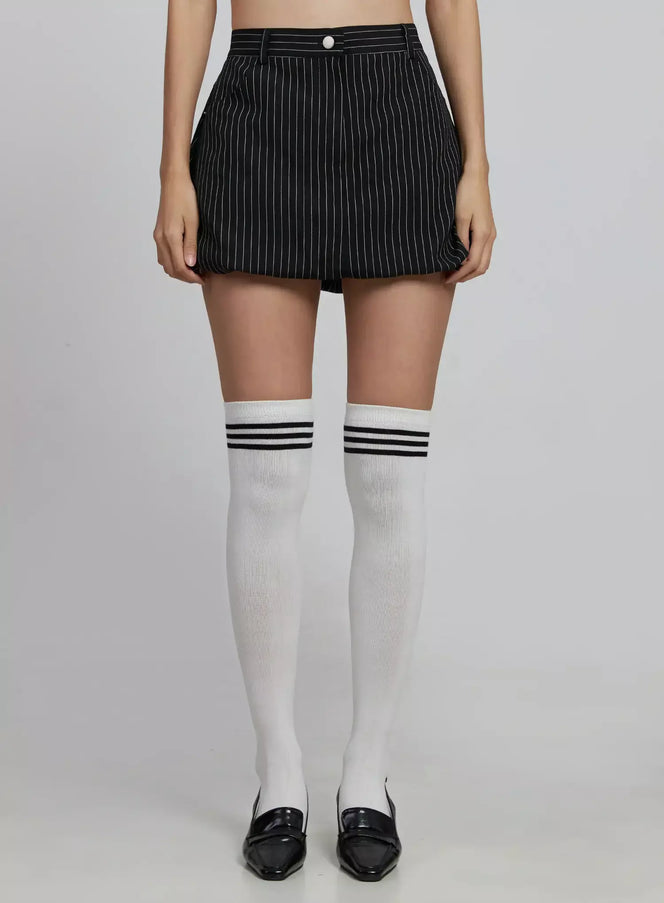 striped-bubble-mini-skirt-im520 / Black