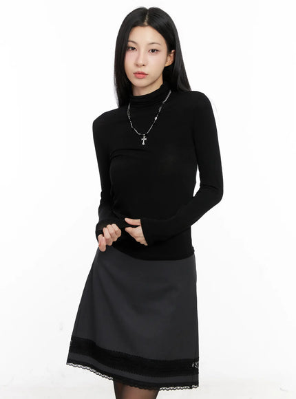 basic-slim-fit-long-sleeve-turtleneck-cg526 / Black