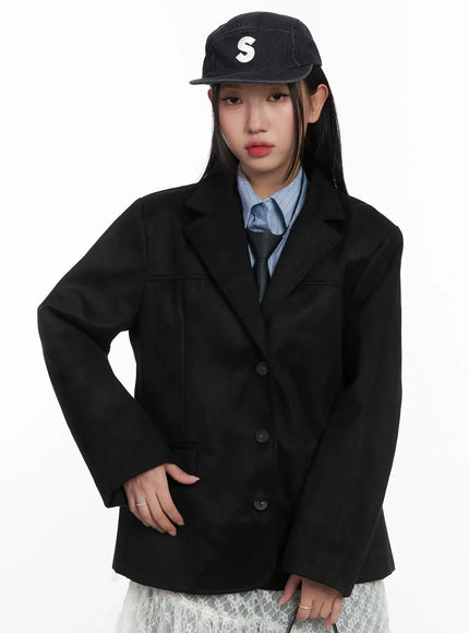 oversized-suede-blazer-cd529 / Black