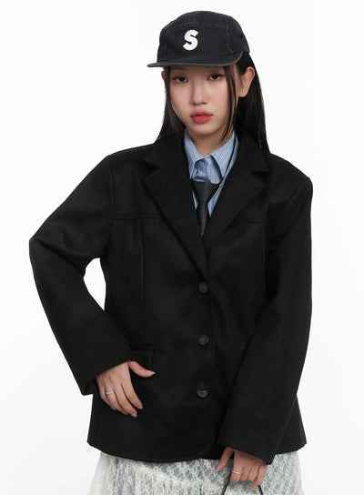 oversized-suede-blazer-cd529 / Black