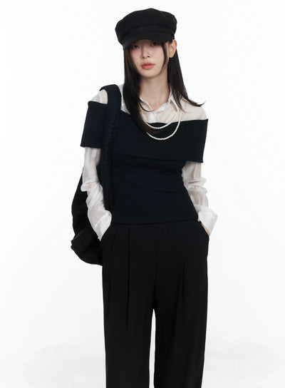 off-shoulder-knit-top-if520 / Black