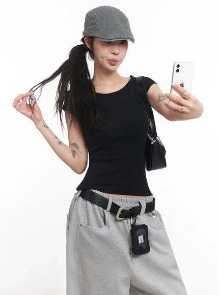 cap-sleeve-t-shirt-ic503 / Black