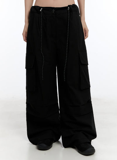 pintuck-wide-leg-pants-iu509 / Black