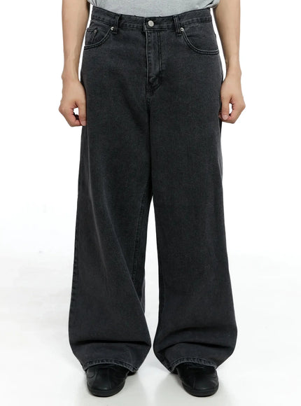 mens-classic-wide-leg-jeans-ig520 / Black