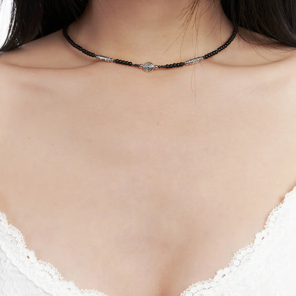 spiral-bead-necklace-cd501 / Black