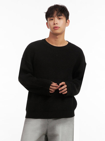 mens-long-sleeve-knit-sweater-id431 / Black