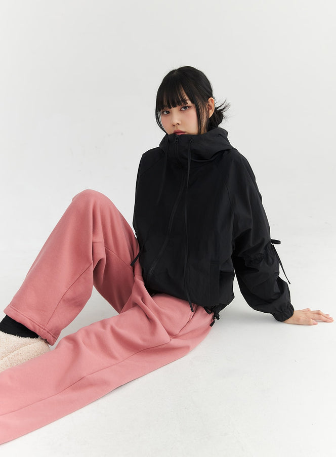 ribbon-zip-up-jacket-cn301 / Black