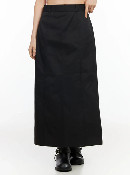 simple-high-waist-long-skirt-im524 / Black