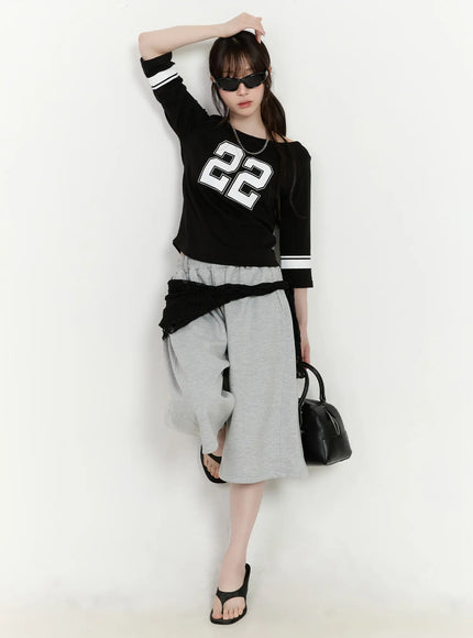 casual-numeric-print-boatneck-top-ca503 / Black