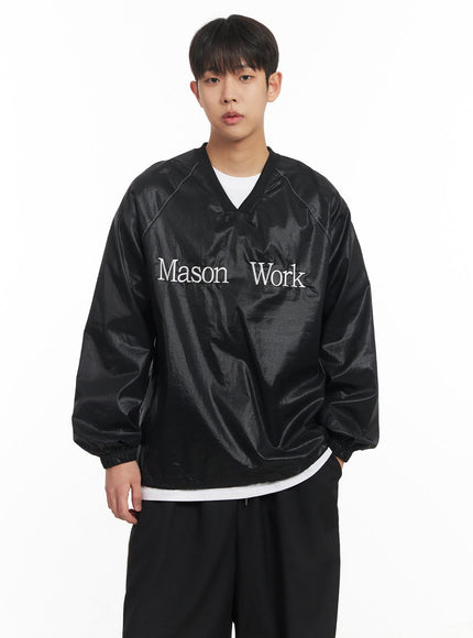 mens-v-neck-oversized-graphic-sweatshirt-im517 / Black