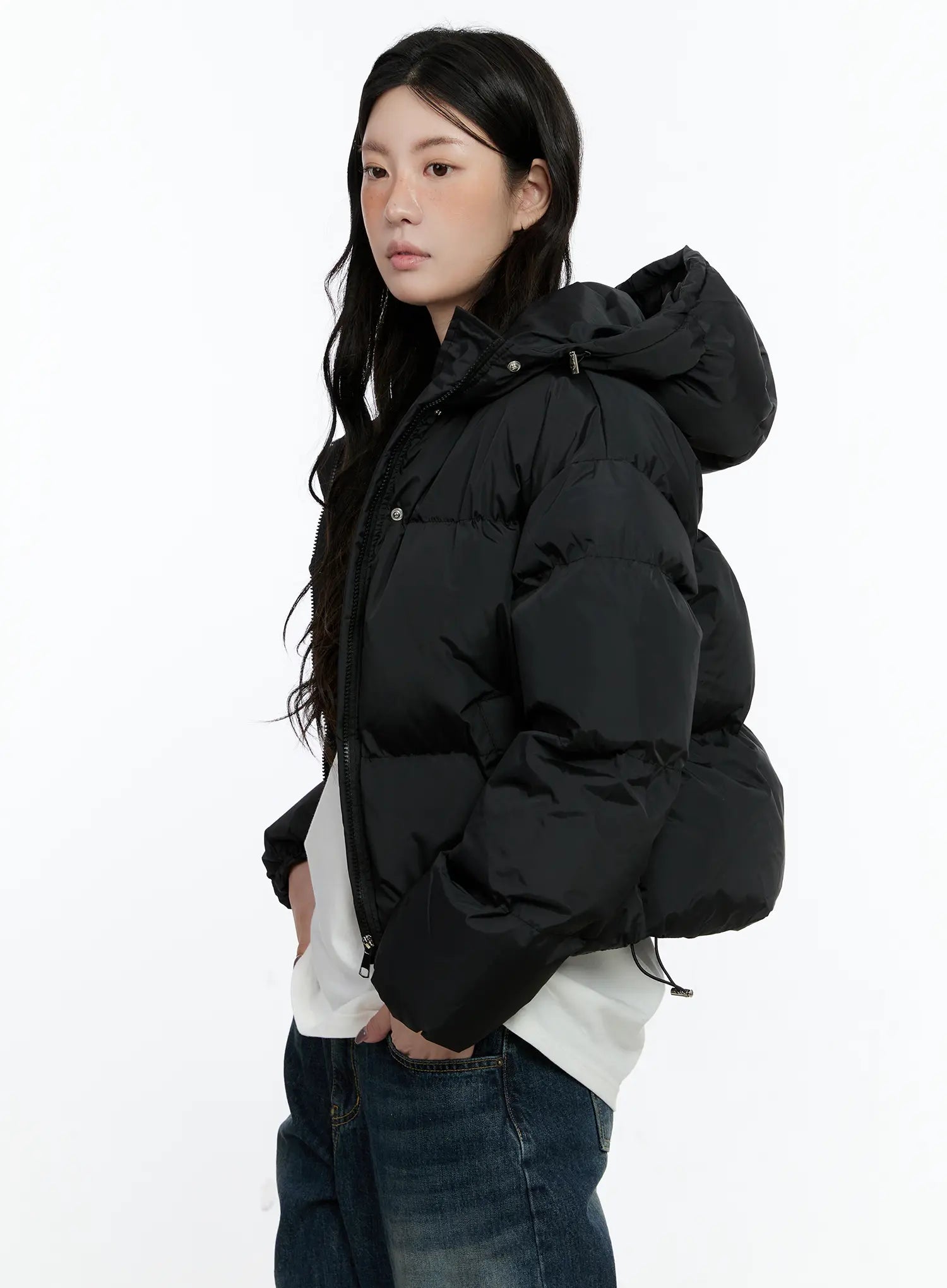 High Neck Cropped Puffer Jacket CN513