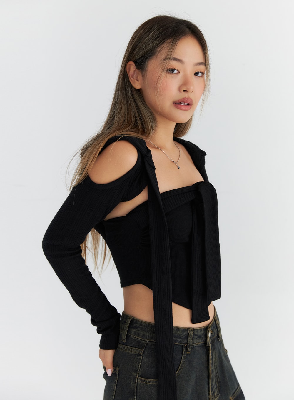 One shoulder online cardigan