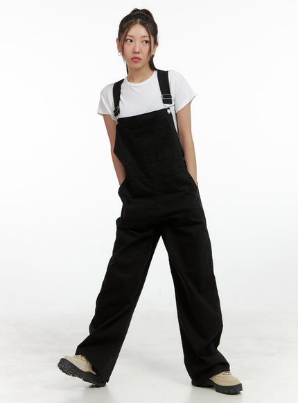 overall-wide-leg-pants-ol408 / Black