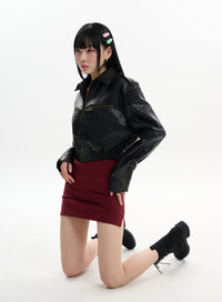 solid-leather-cropped-jacket-if413 / Black