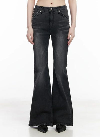 gio-washed-bootcut-jeans-cm524 / Black