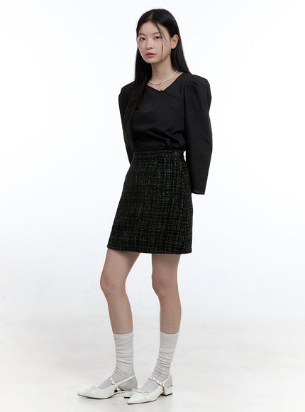 tweed-mini-skirt-oo429 / Black