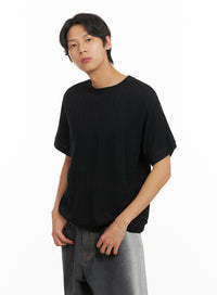 mens-breezy-stripe-t-shirt-black-iy416 / Black